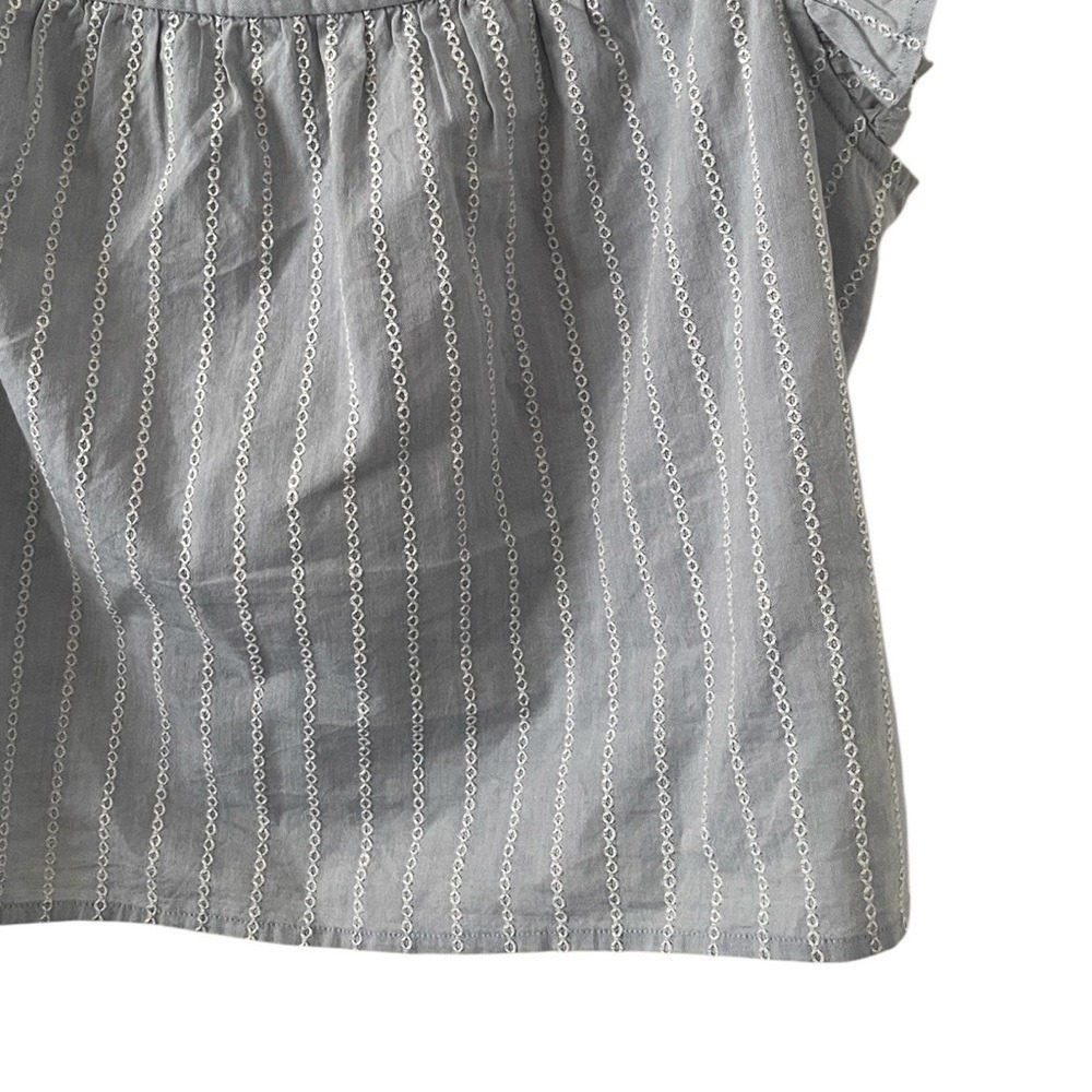 Madewell Women's Blue White Striped Flutter Sleeve Cross Back Top Size M - Picture 2 of 8